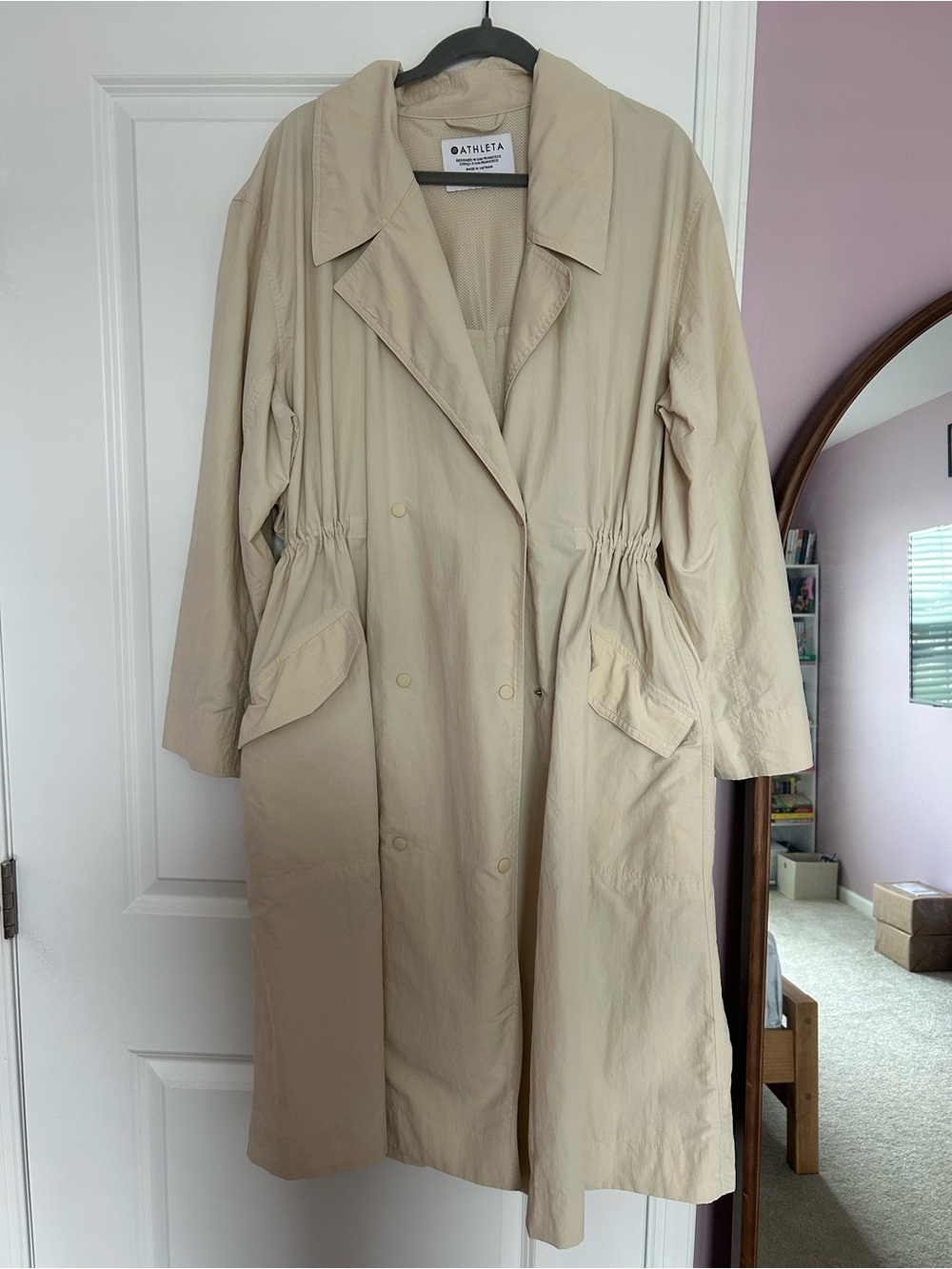 Athleta Beige Lightweight Long Trench Coat